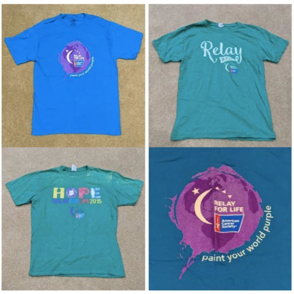 3 Relay for Life T-Shirts (1 Blue, 2 Green) - Picture 1 of 10